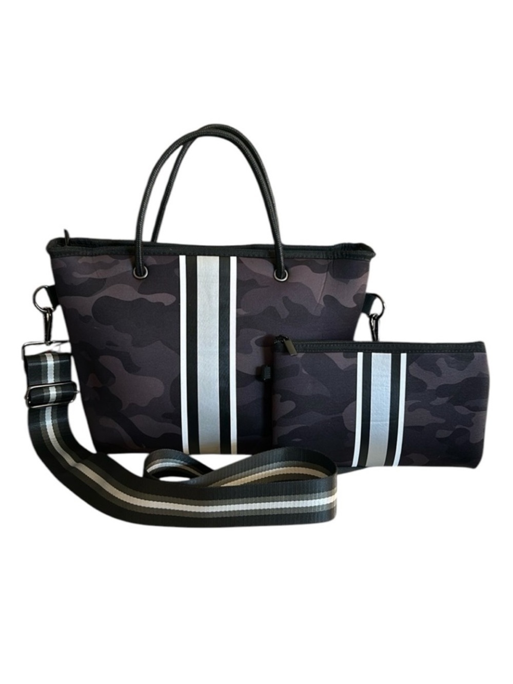 Haute Shore Ryan Mini Neoprene Tote and Pouch in Black Camo